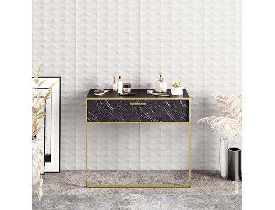 CONCEPT1 - Console Polka noir or noir 90 x 38,5 x h76,8cm