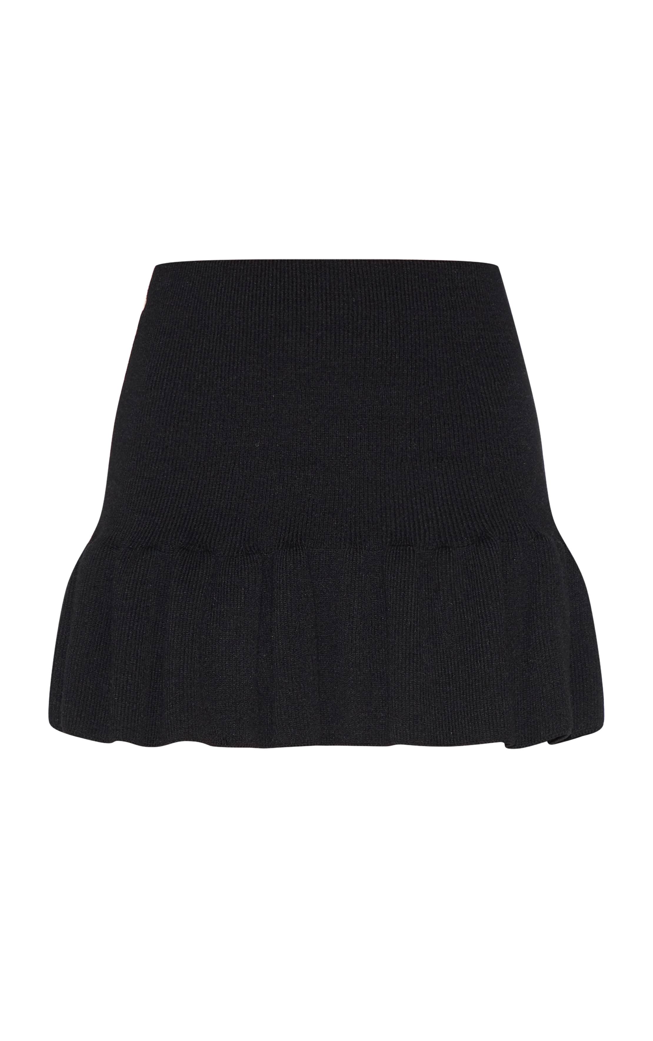 Noir Jupe Mini Plissée En Maille Petite