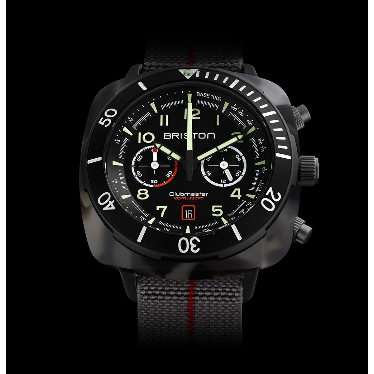 Montre BRISTON clubmaster outdoor homme bracelet tissu gris