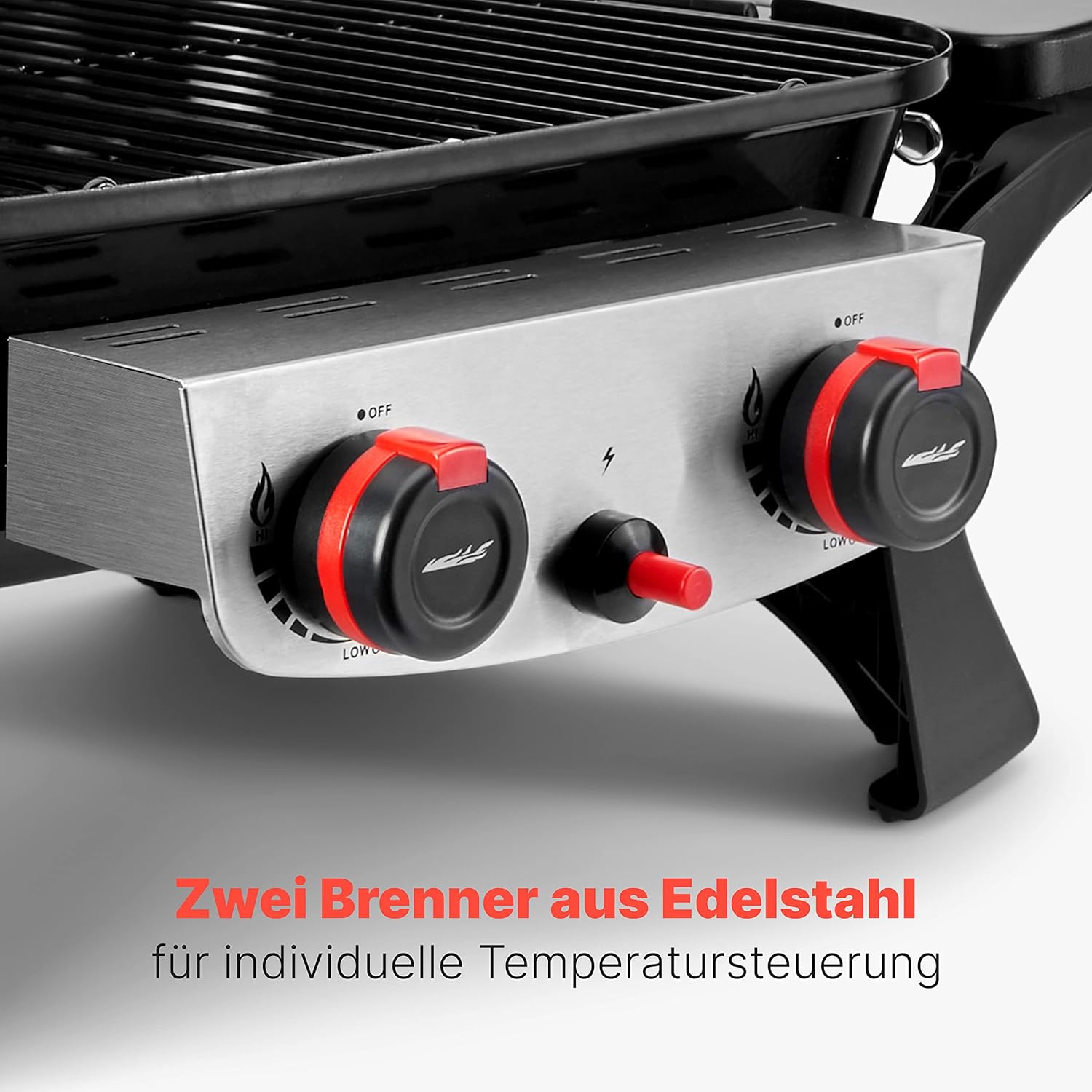 ProfiCook Gasgrill mit 2 Edelstahlbrennern | Tischgrill inkl. Gasdruckminderer & Gasschlauch | Grill mit Stabiler Metallhaube & Temperaturanzeige | Gasgrill klein für Balkon & Camping | PC GG 1261