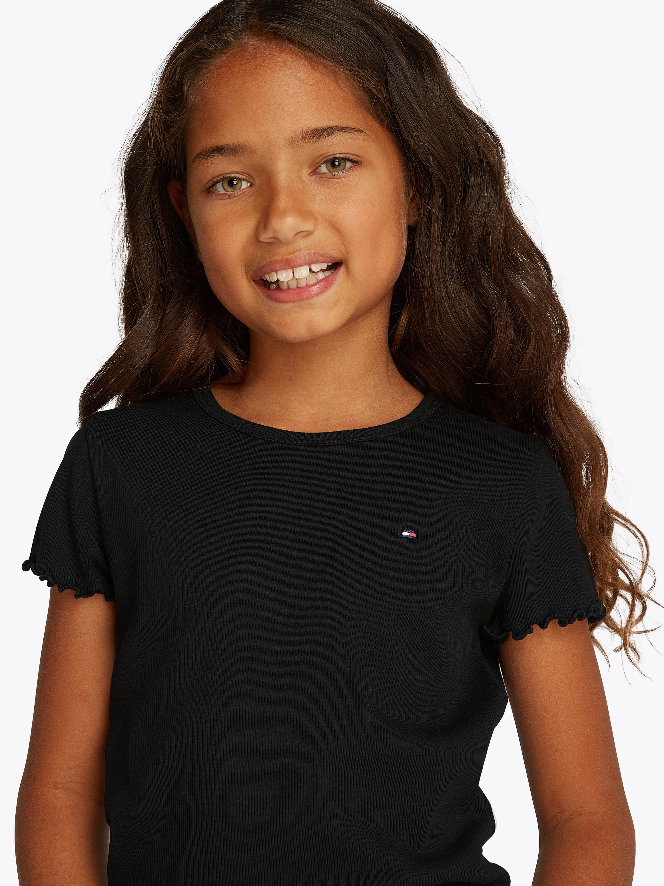 Tommy Hilfiger T-Shirt »ESSENTIAL RIB TOP SS«, mit Logostickerei