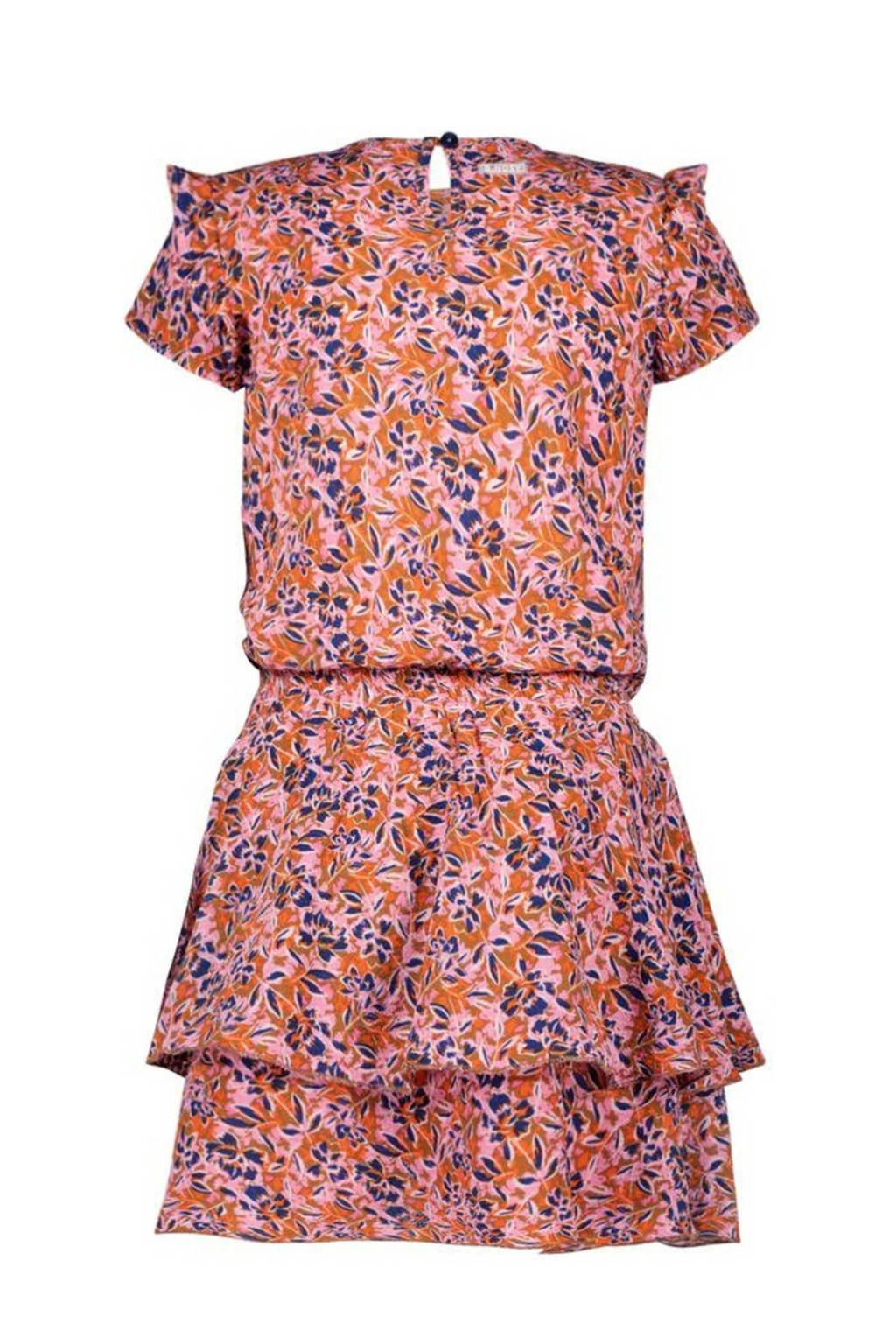 B.Nosy gebloemde jurk roze/oranje/blauw