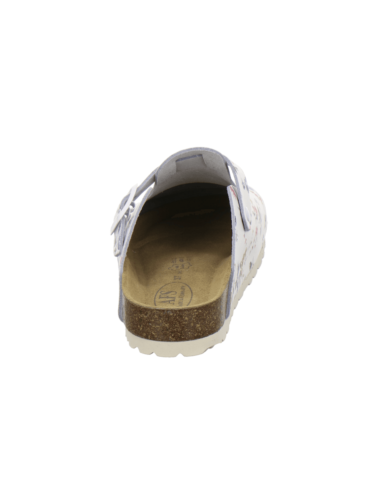 Clogs Damen Leder weiß-flower