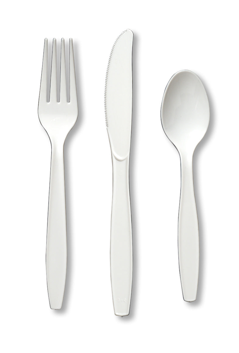 Wit Bestek Plastic 24st