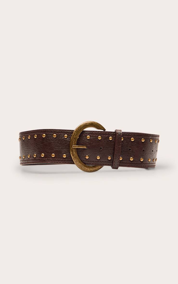 Chocolat Ceinture À Boucle Cloutée