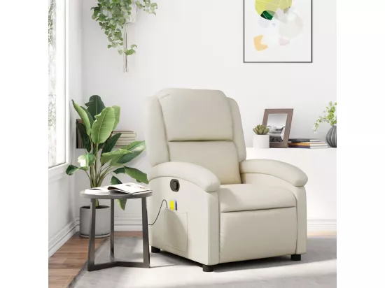 Fauteuil inclinable massant Crème Similicuir