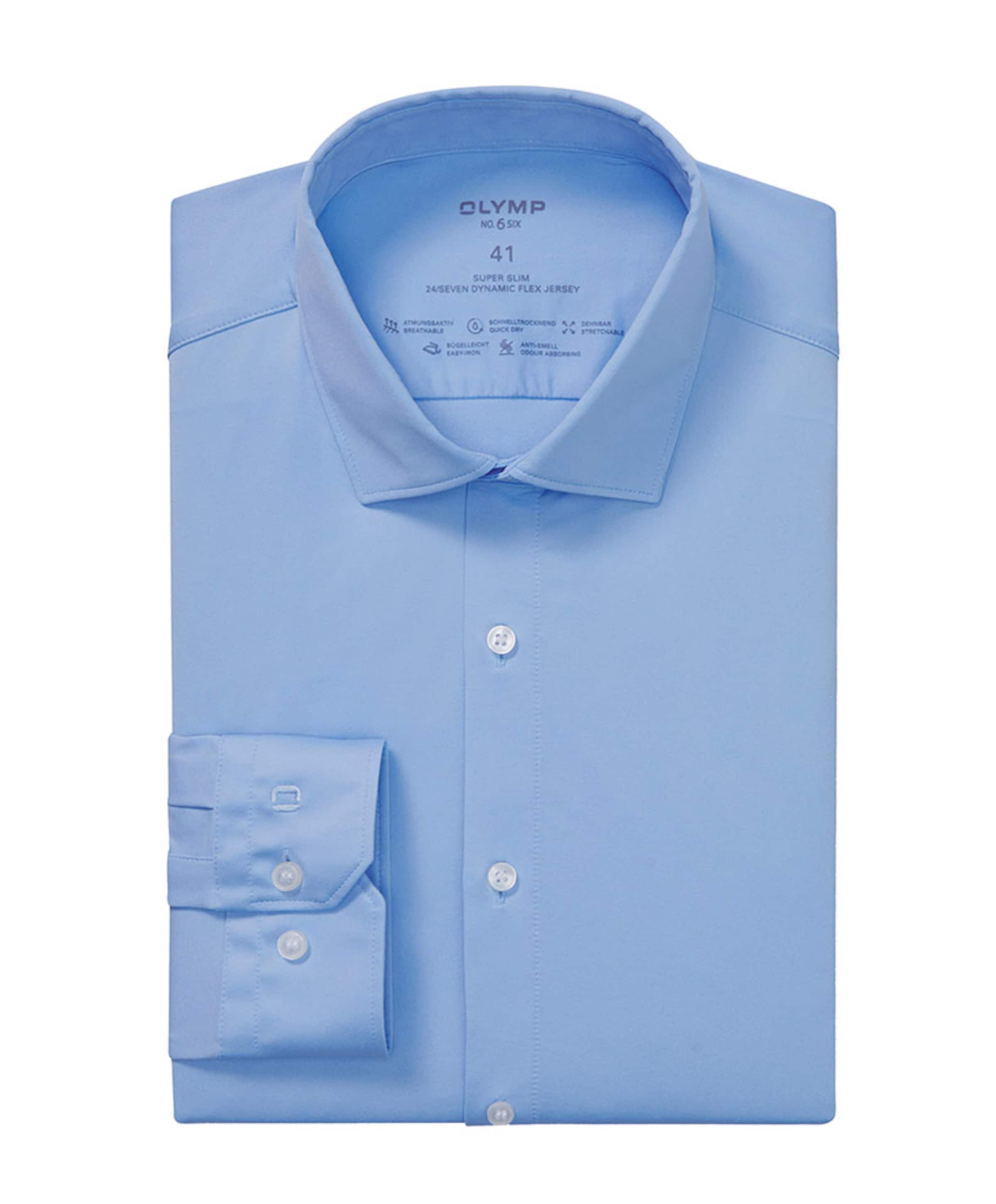 Olymp no6 Heren overhemd lange mouw blauw