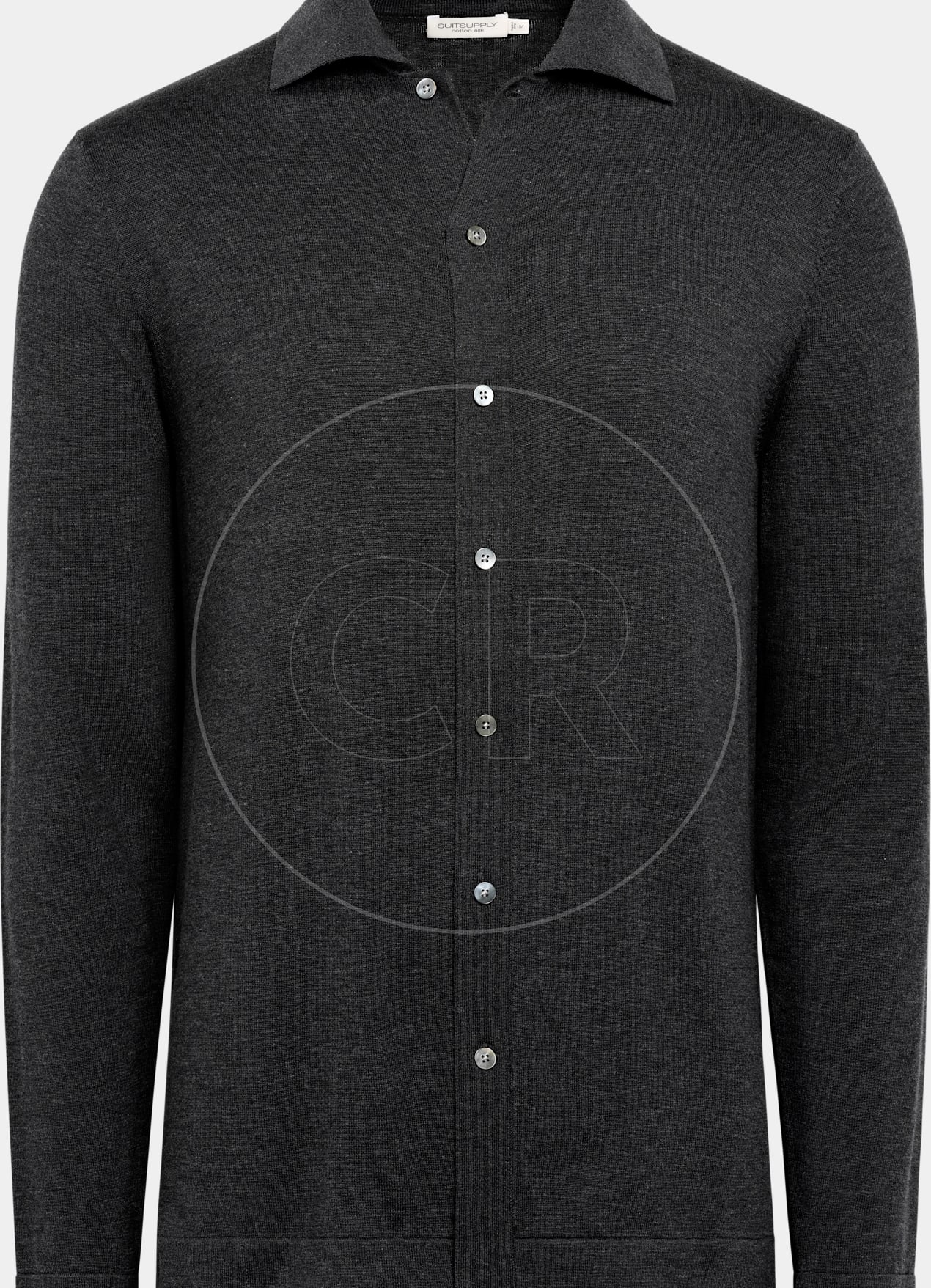 Cardigan col polo à manches longues gris foncé