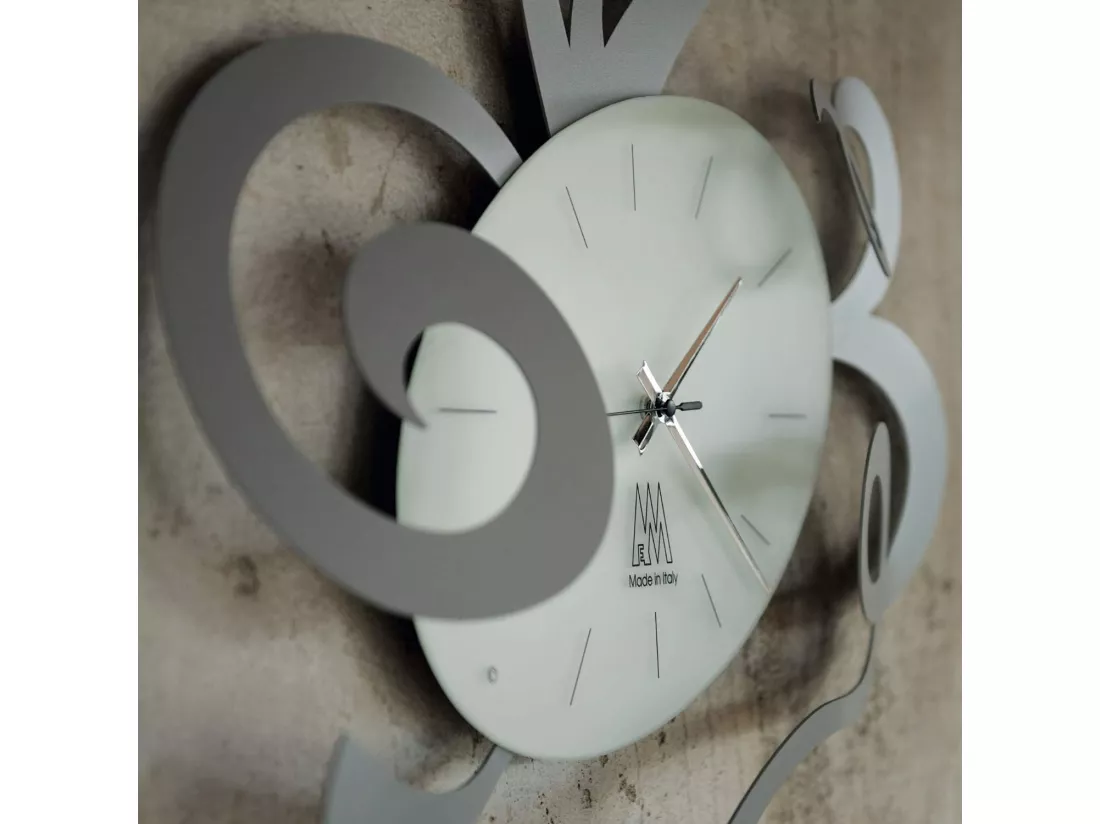 Robin Horloge Murale Moderne Noire Fabriquée en Italie en Acier, d. 45 cm, Silencieuse, Style Minimal pour Maison et Bureau