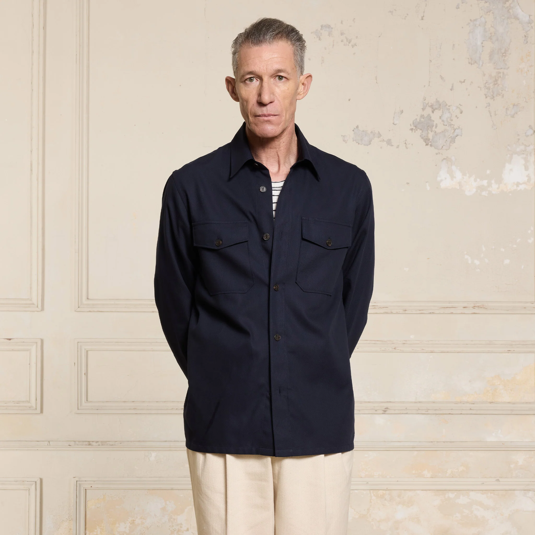 Navy Giro Inglese overshirt