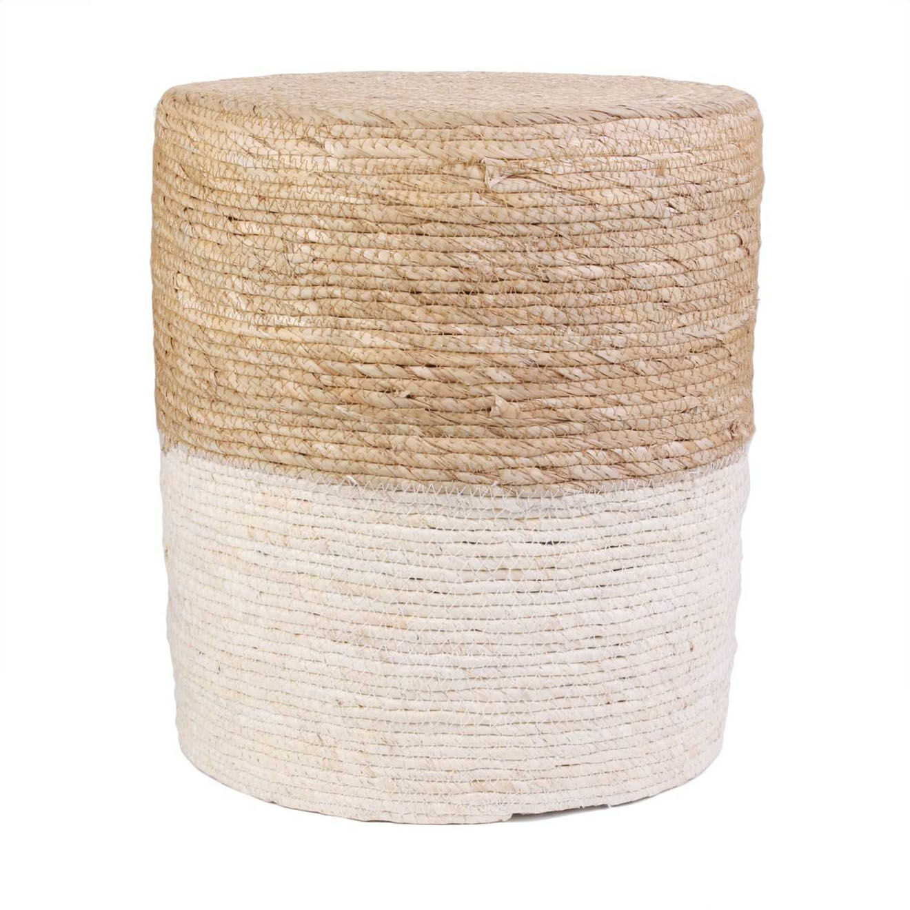 Home Deco Factory Pouf tréssé sable/beige - 35x41x35 cm