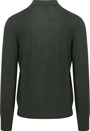 King Essentials The Robert Long Sleeve Poloshirt Merino Donkergroen KM111030002-G035T kopen