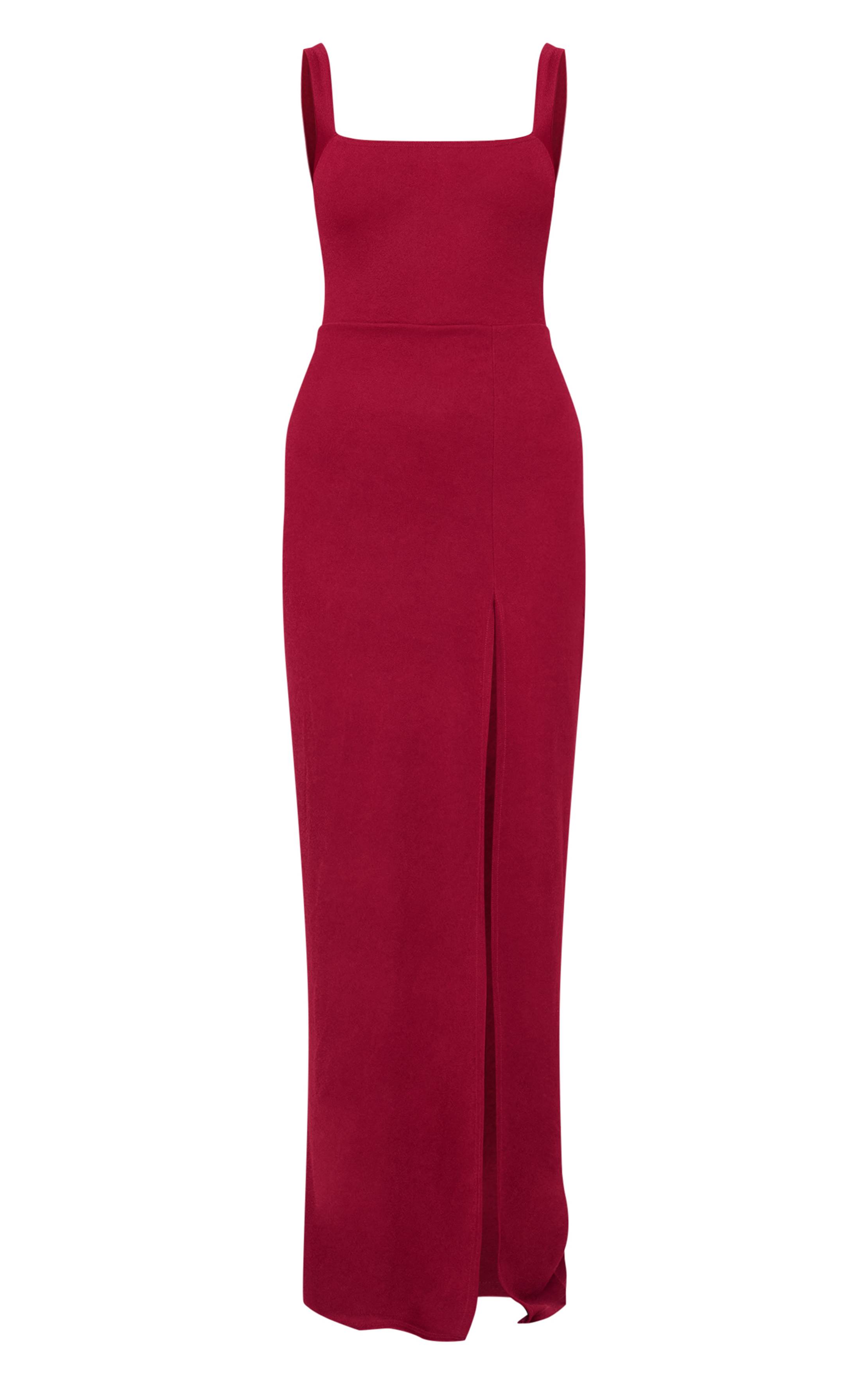 Rouge Bordeaux Robe Maxi À Encolure Carrée