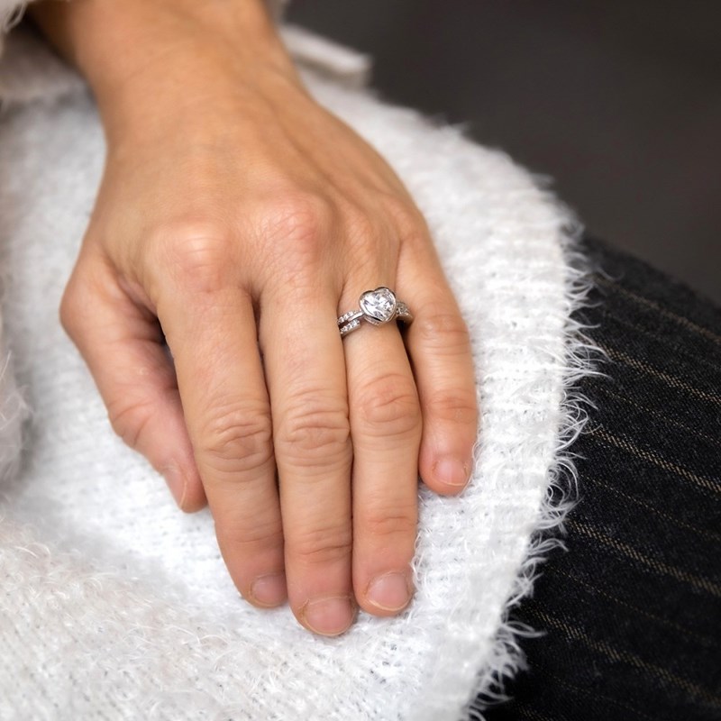Bague Femme Rhodium Coeur LOVA
