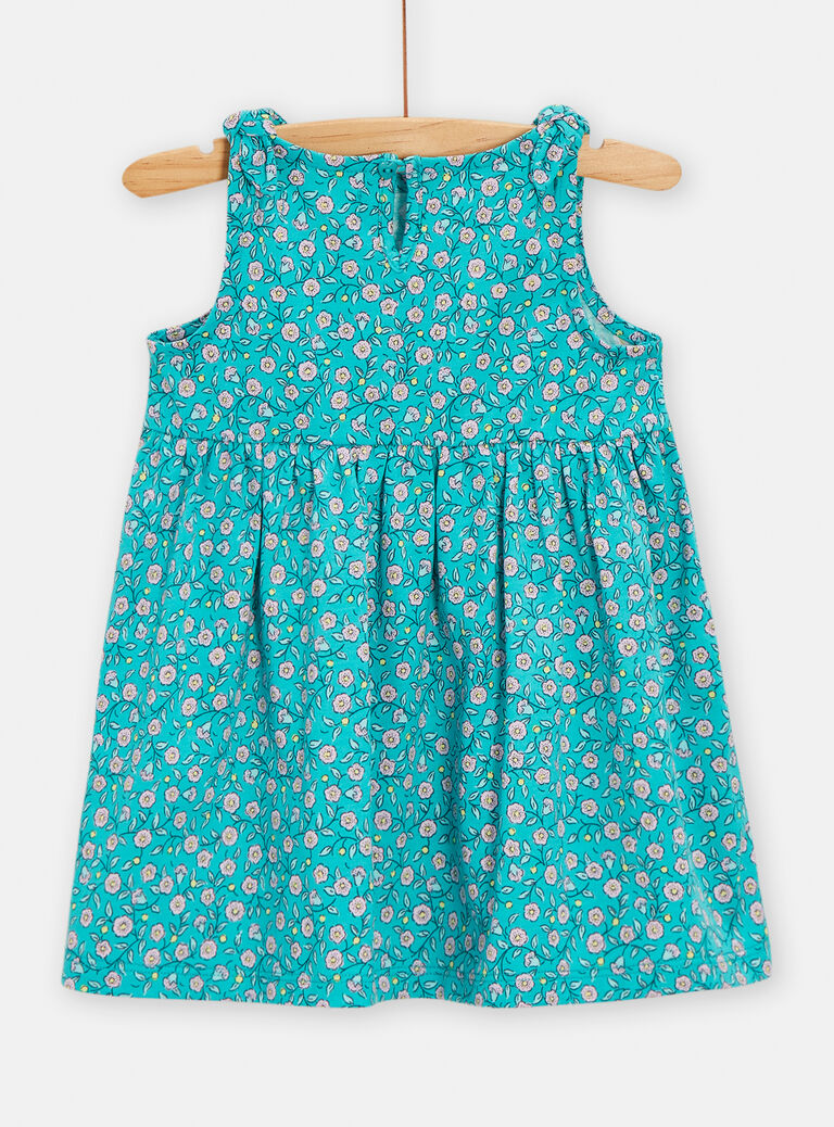 Robe fleurie bleu turquoise pour bébé fille