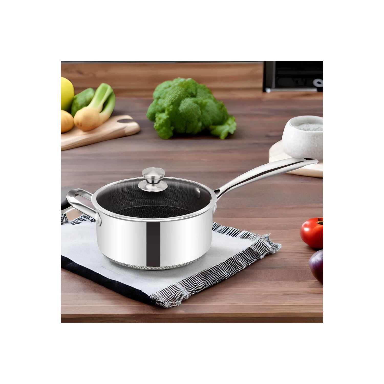 Cheffinger Saucentopf ?20cm 18/10 Edelstahl Wabenstruktur