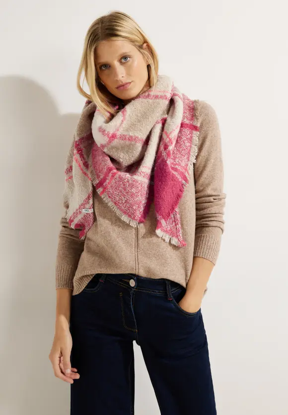 Bouclé Dreieckstuch - cosy coral