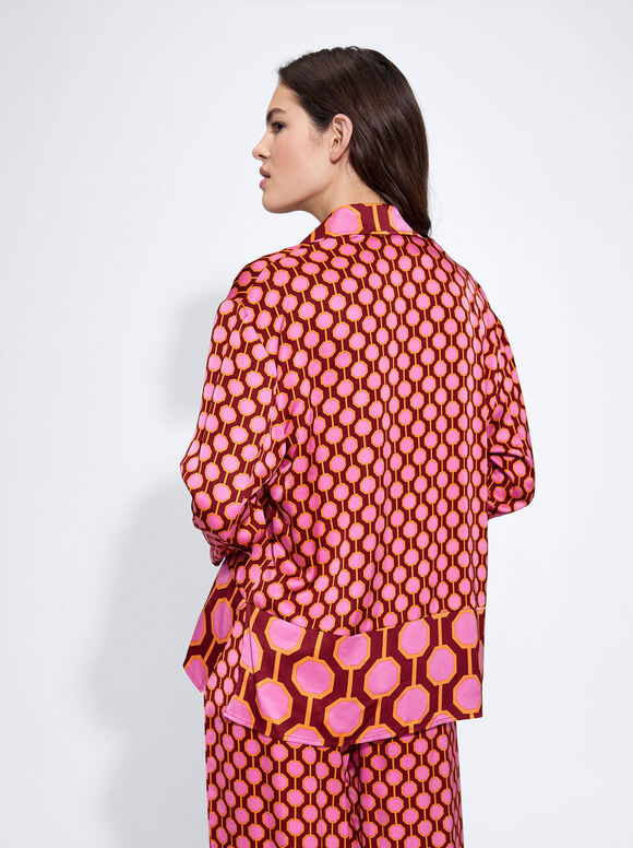 Camisa de cetim estampada - Rosa