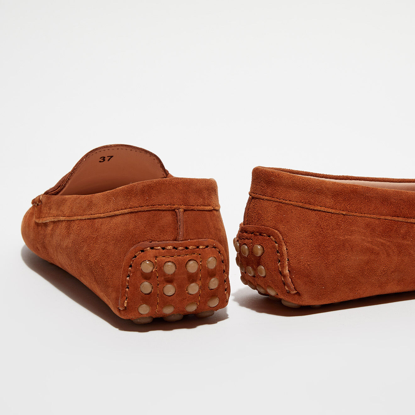 Loafers Mocassins en Velours de Cuir Jade cognac