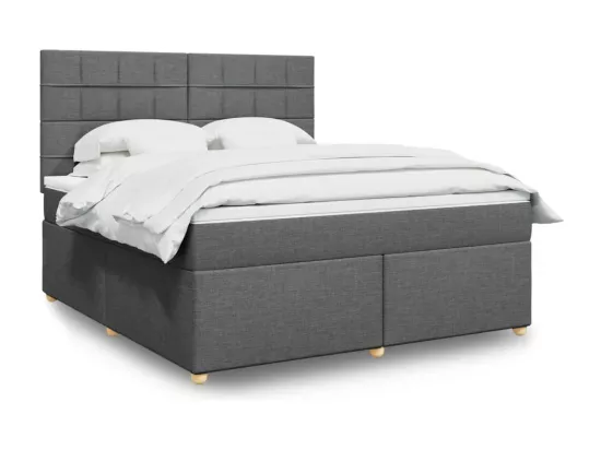 Sommier à lattes de lit avec matelas Gris foncé 180x200cm Tissu
