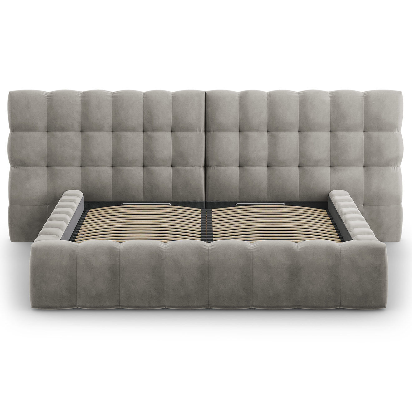 Cosmopolitan Design Lit avec coffre de rangement Bali Velours gris clair - 180x200 cm