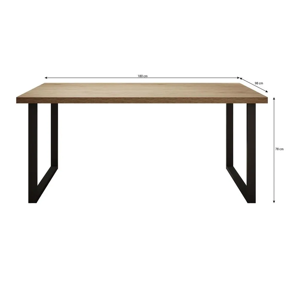 Meubella - Eetkamertafel Vince - Zwart eiken - 180 cm