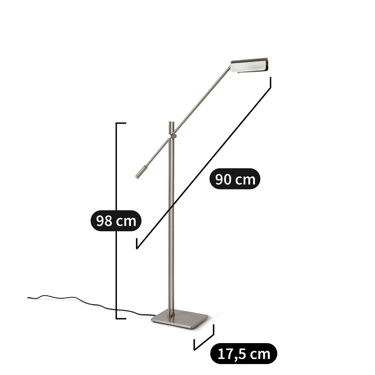 AM.PM<br>Luminária de chão articulada, luminária de leitura, níquel acetinado, Phili