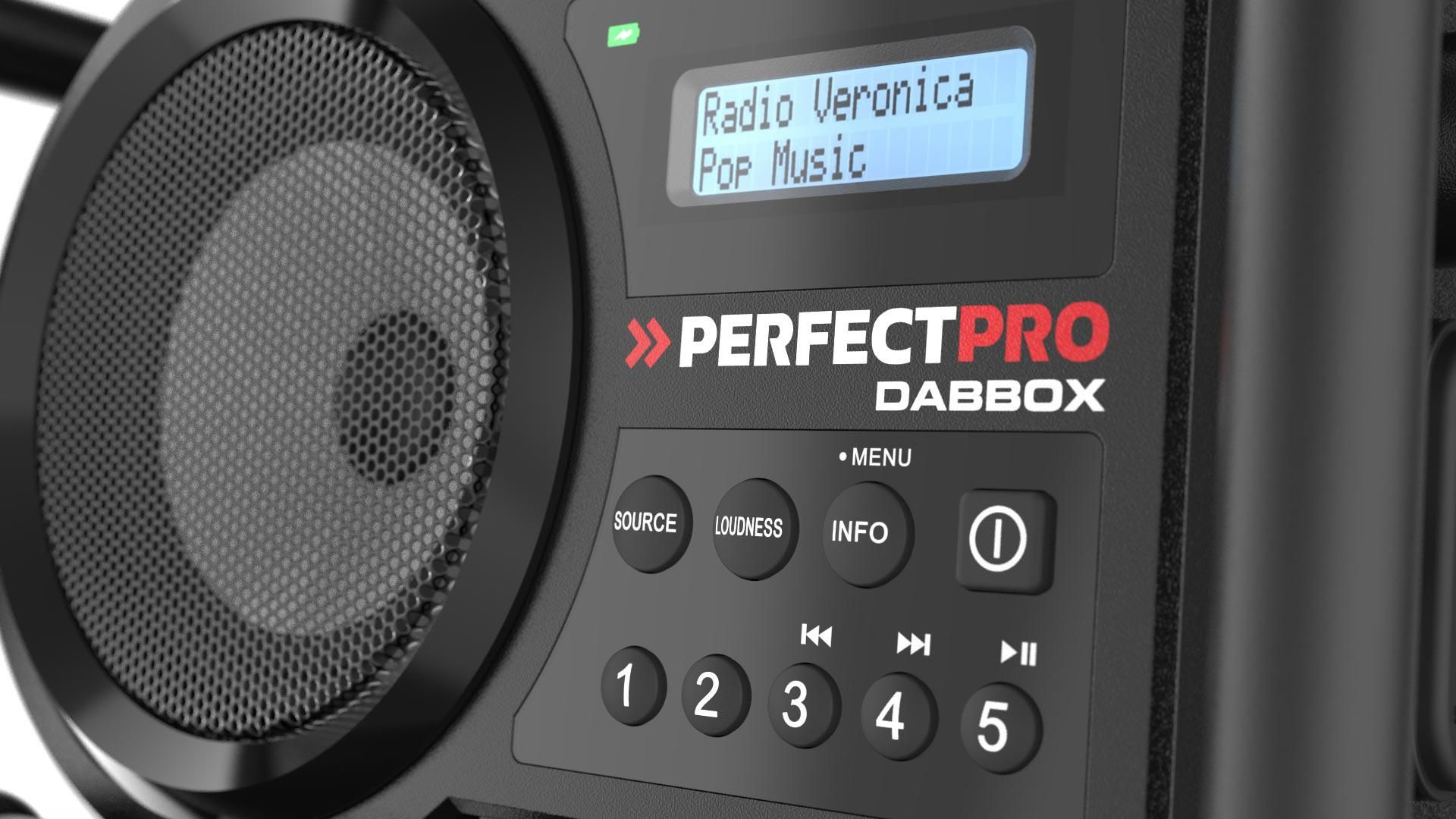 Perfectpro DBX3 DABBOX Bouwradio DAB  FM Bluetooth Oplaadbaar