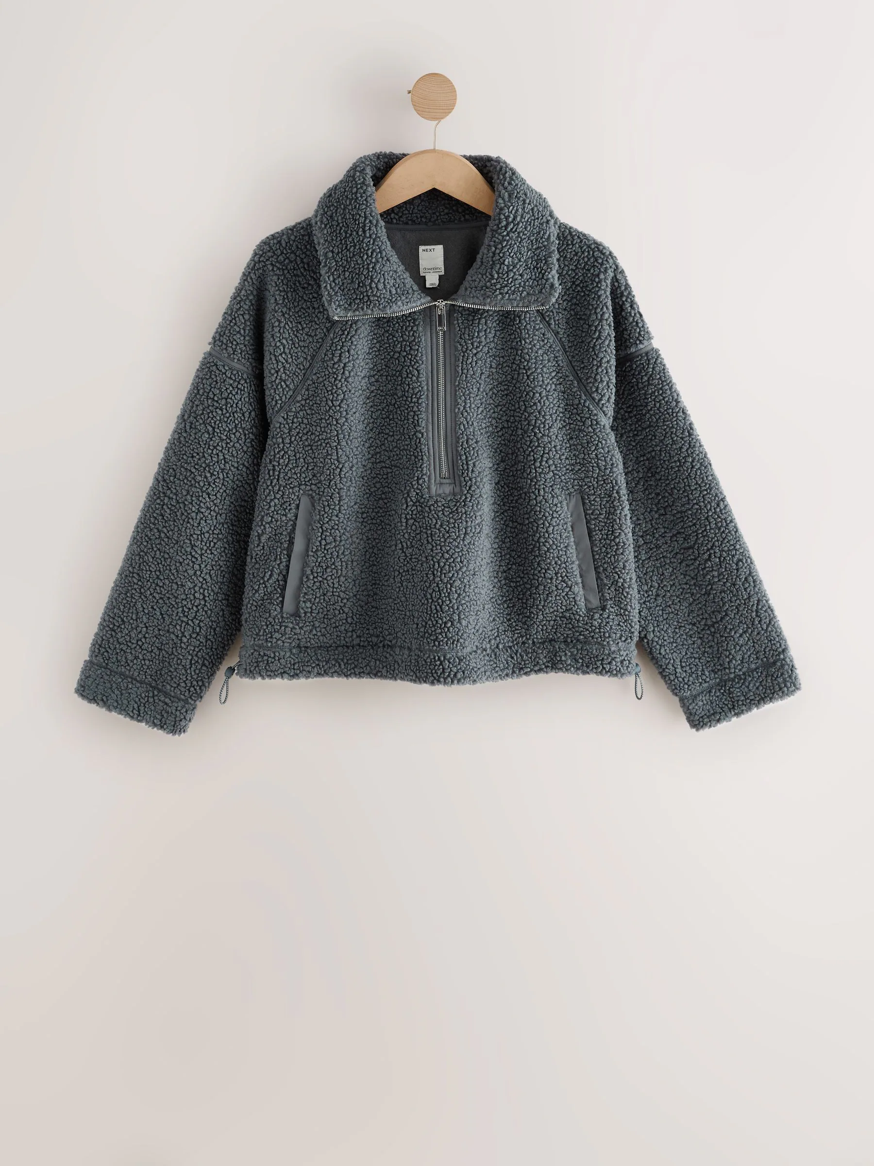 Grijs - Borg fleece met korte rits