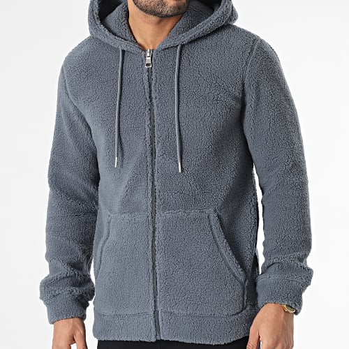 Veste Zippée Capuche Fourrure Remy Reg Gris Anthracite