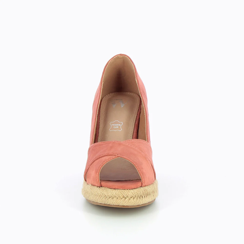 Sandales à talon, Compensées-Sandales compensées peep-toe Milena brique