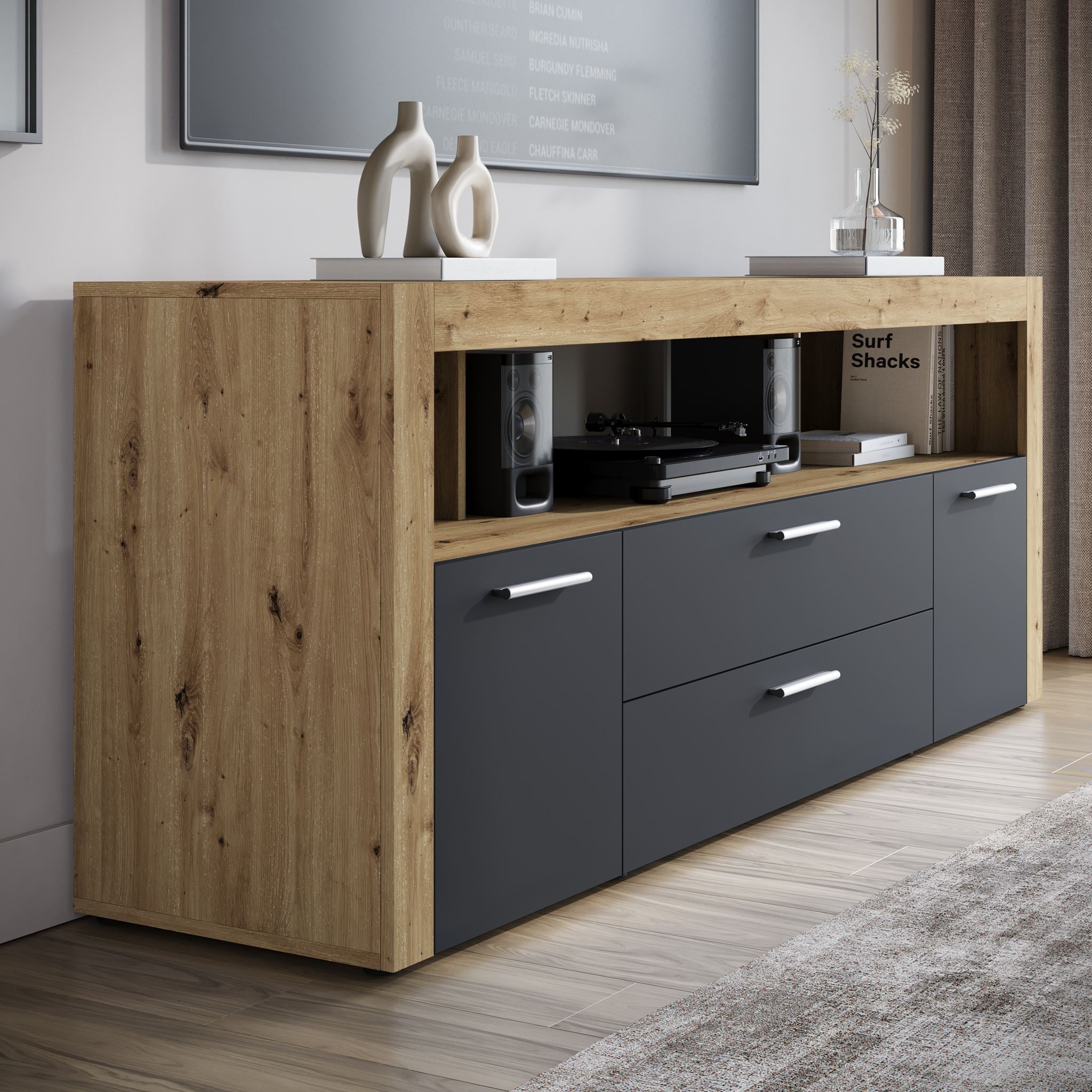 Sharon - TV-Meubel - Antraciet - 181 cm