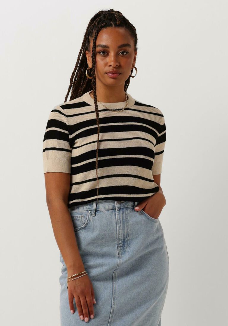 OBJECT zwarte object top objkalyna s/s o-neck knit pullover