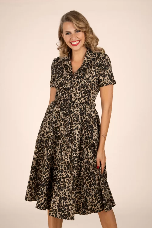 Banned Retro Cheetah Girl swing jurk in bruin