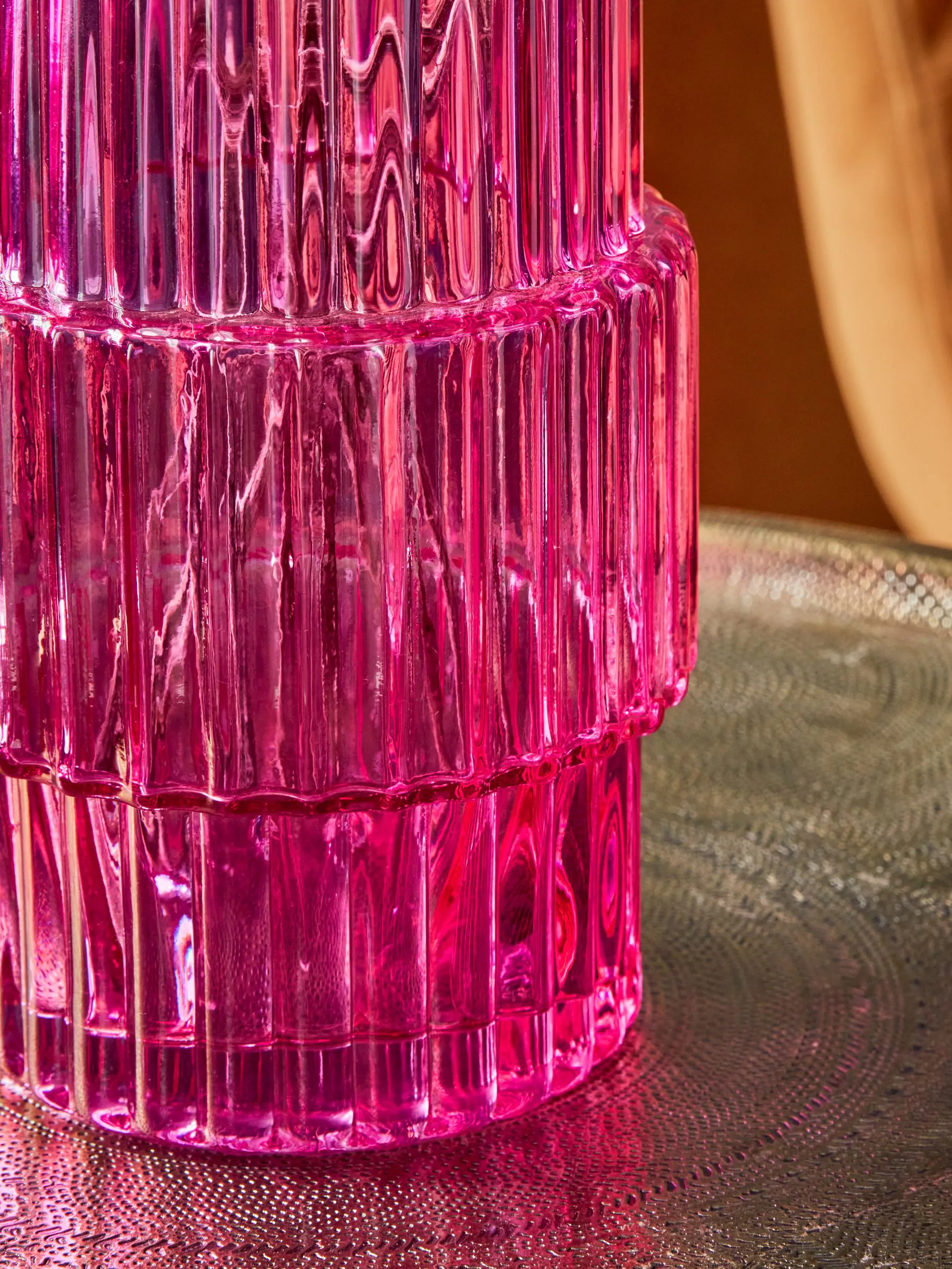 Small Ribbed Glass Vase