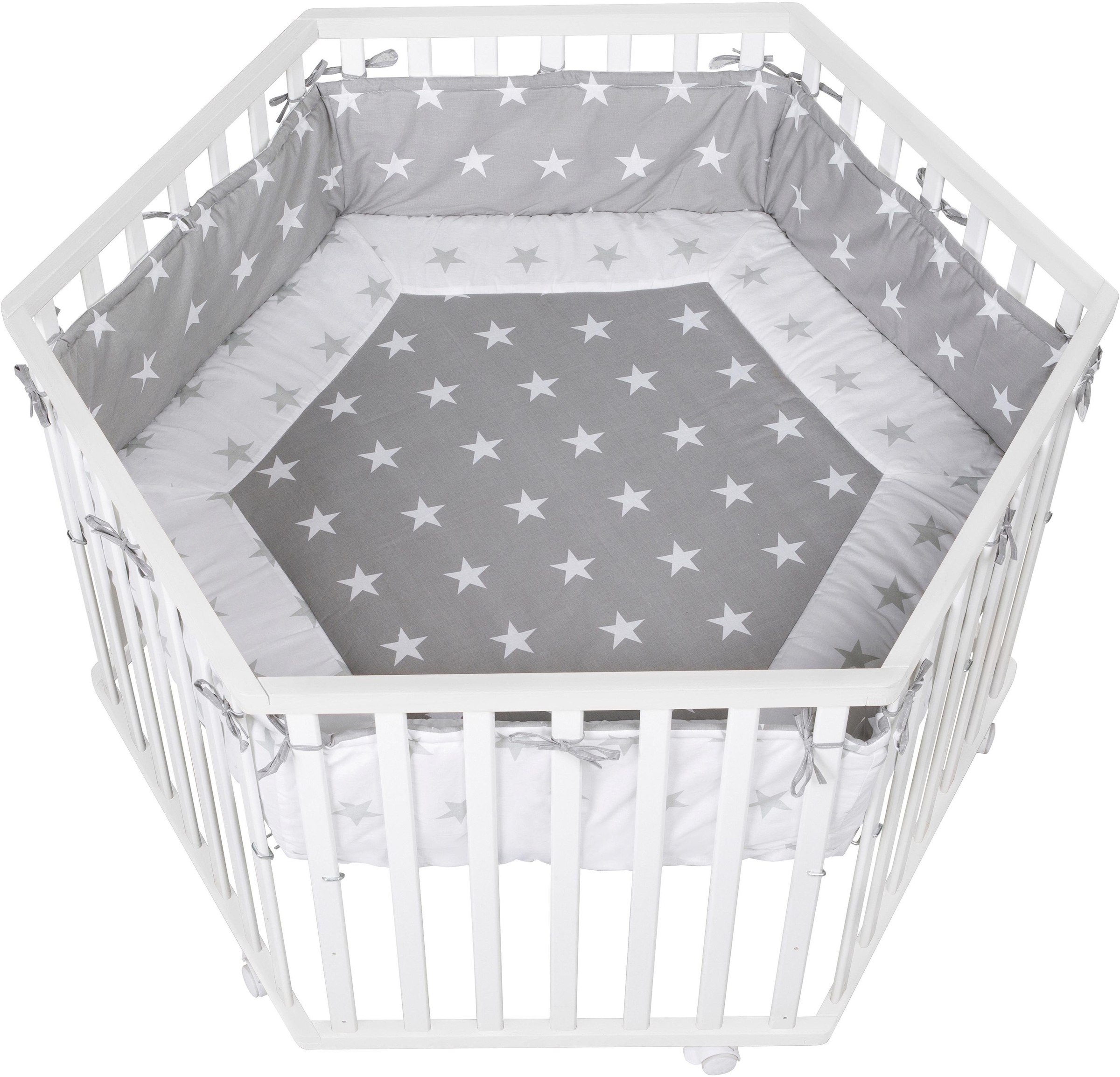 roba® Laufgitter »Little Stars, natur, 6-eckig« bis 15 kg mit Stoffeinlage und Nestchen