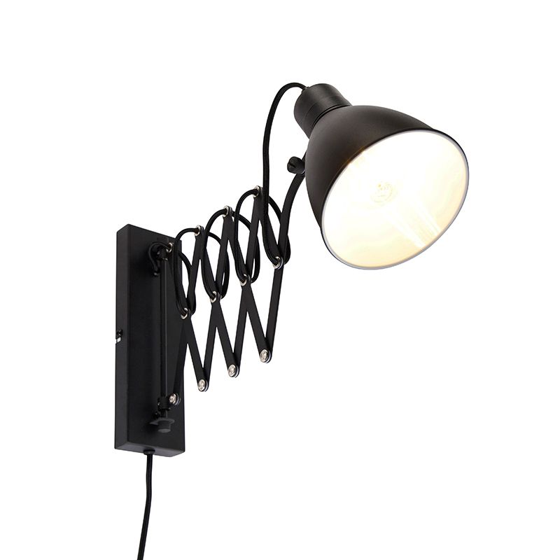 Industriële wandlamp zwart met verstelbare arm - Merle