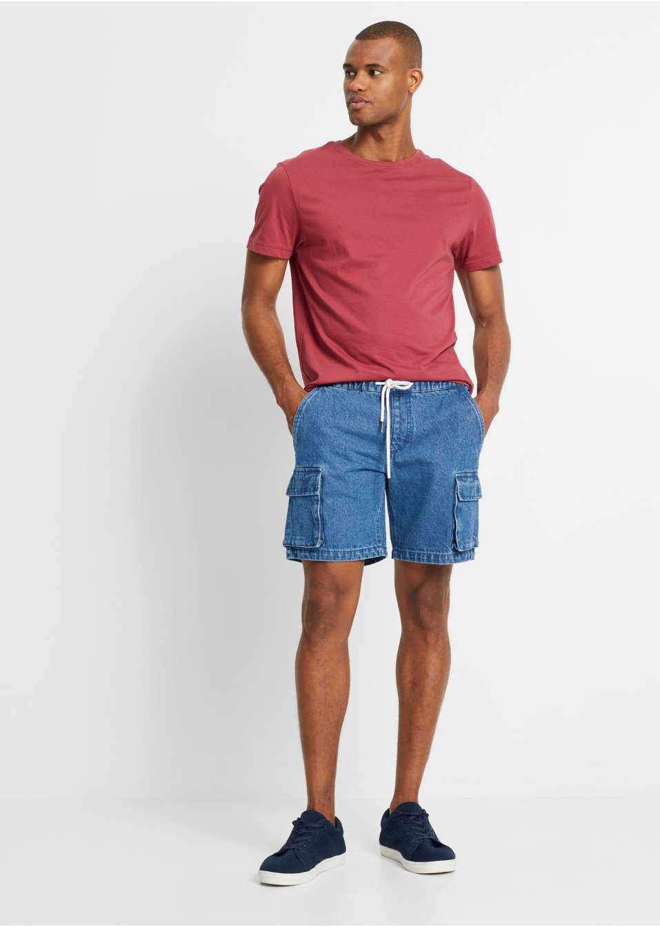 Short en jean taille extensible, Loose Fit