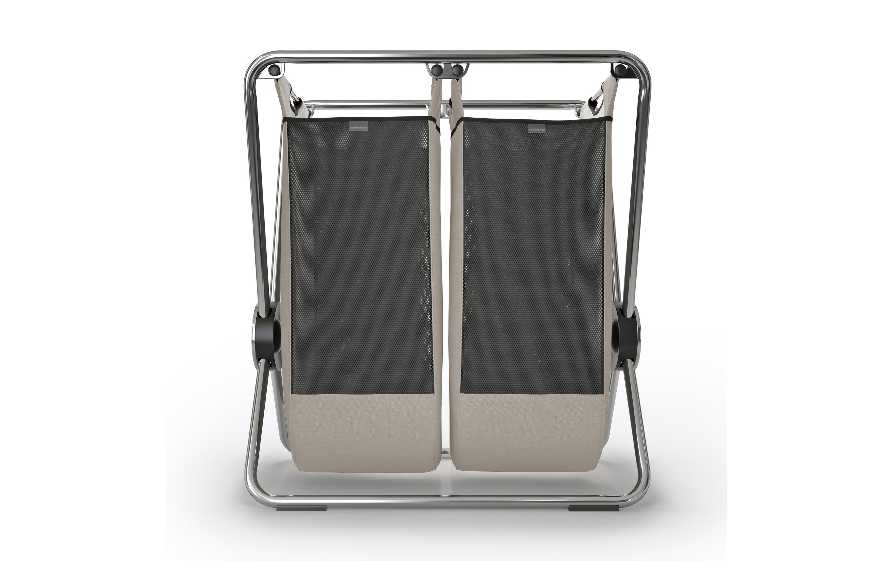 Wäschekorb mit x-Rahmen 2 x 70 l, Beige<br>Wäschesammler