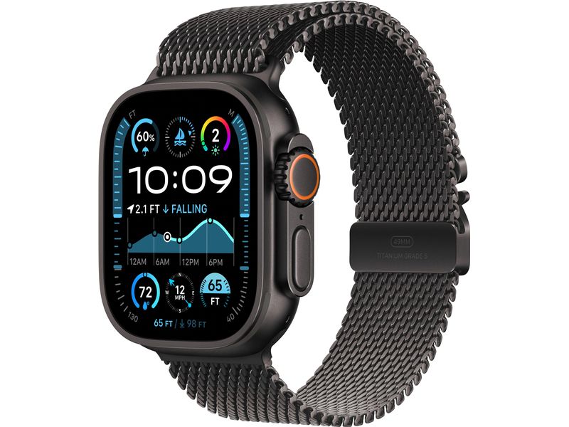 Apple Watch Ultra 2 Black Titanium Milanese Loop Schwarz M Die robusteste und leistungsfähigste Apple Watch.