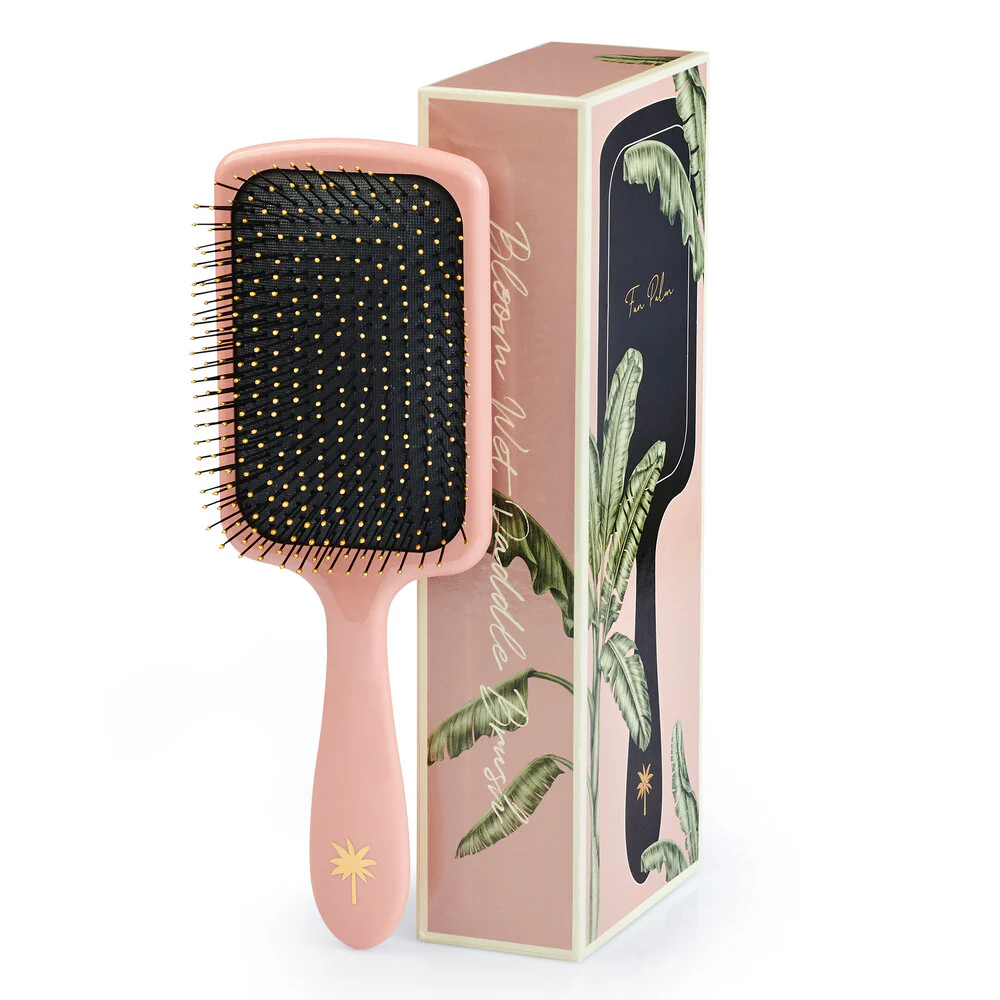 Fan Palm  Large Paddle Wet hårbørste, Wet Bloom - Gloss Rose w/Glitter