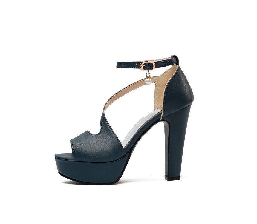 Queen Zoo - Enkelband Plateau Sandalen met Dikke Hak