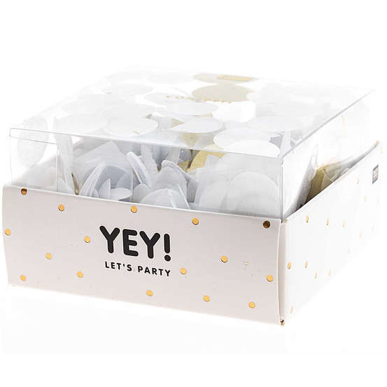 Confettis mixe blanc or argent 20g