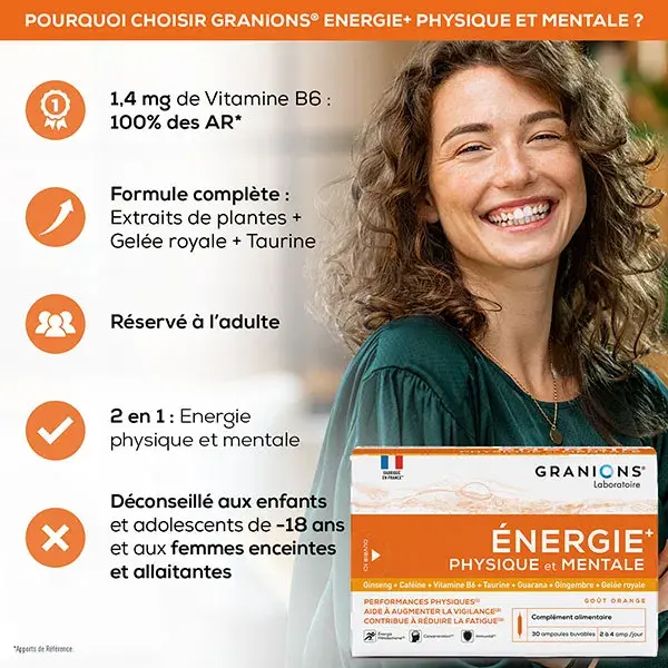 GRANIONS Energia Física e Mental - Vitaminas - Geleia Real - Ginseng