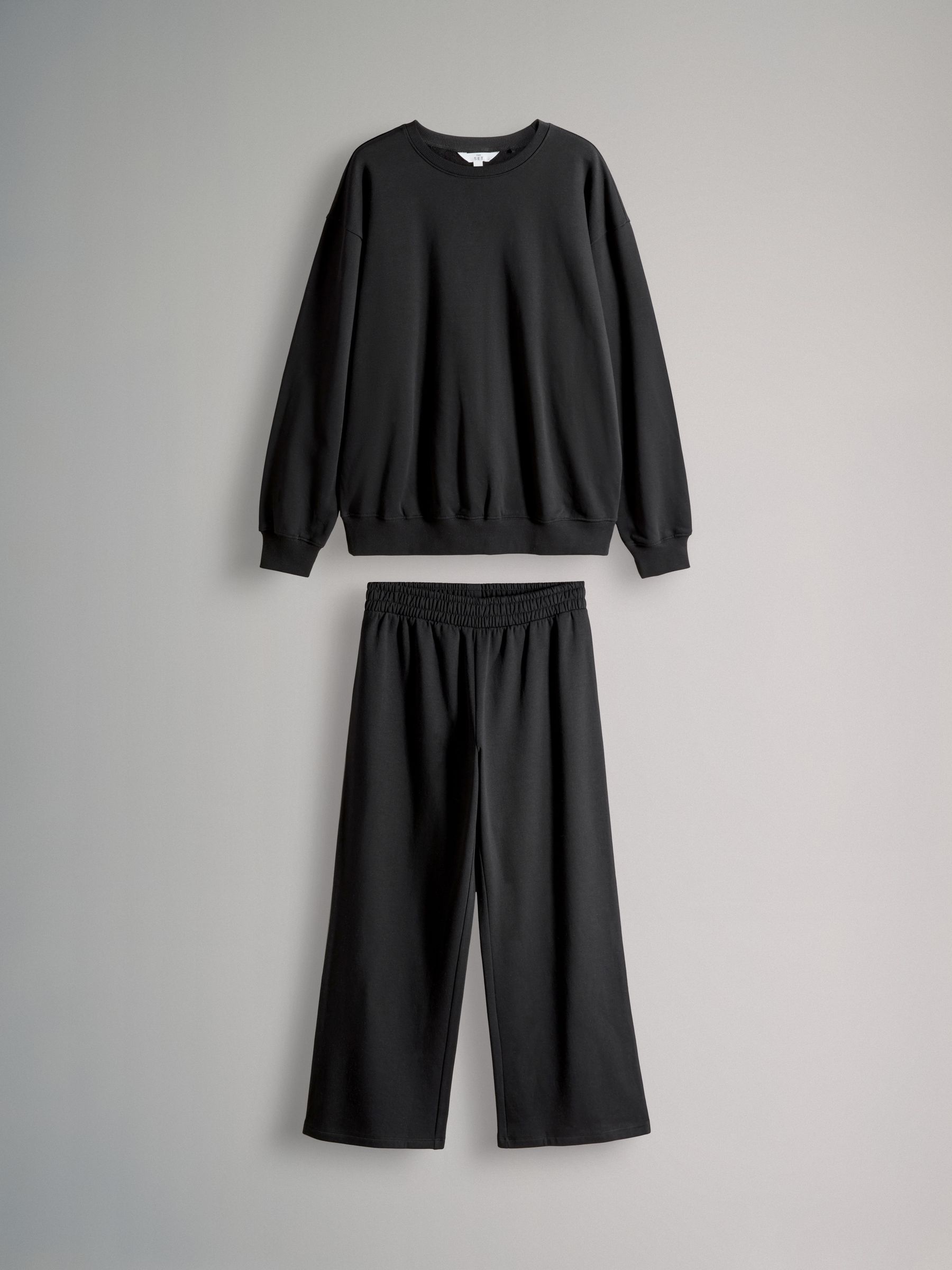 Zwart - The Set Crew Neck Sweatshirt and Wide Leg Joggers Set