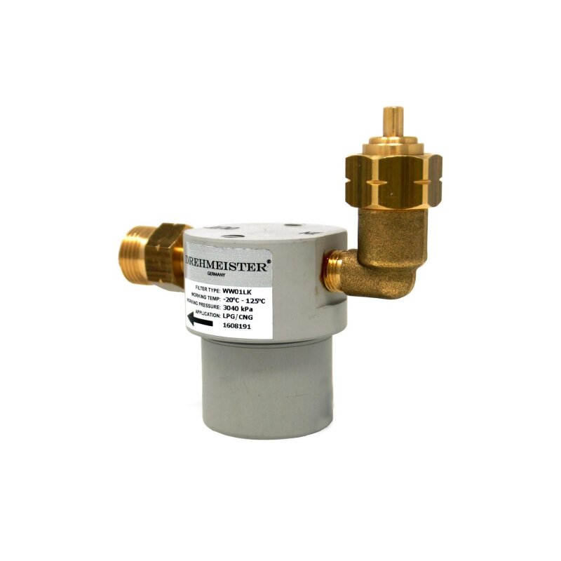 DREHMEISTER Gasflaschenfilter Smart 21,8 LH x G12 gerade -90° gewinkelt vertikal