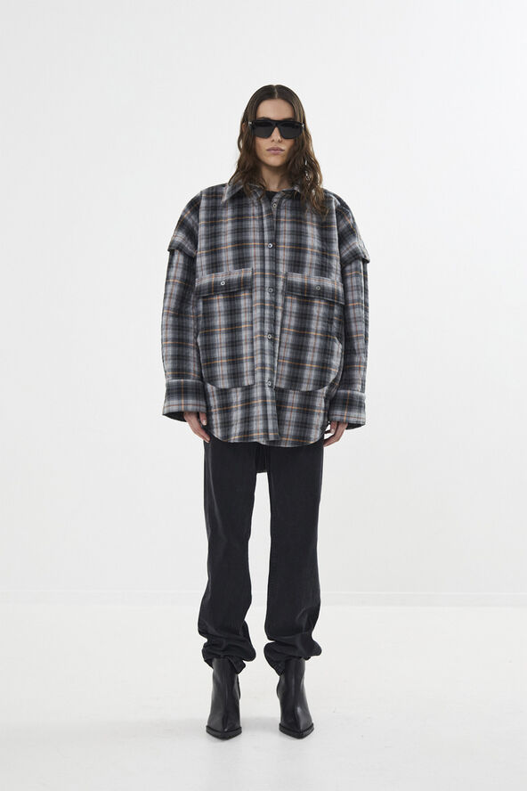 Rabens Saloner Check shirting padded jacket - Seva Grey check