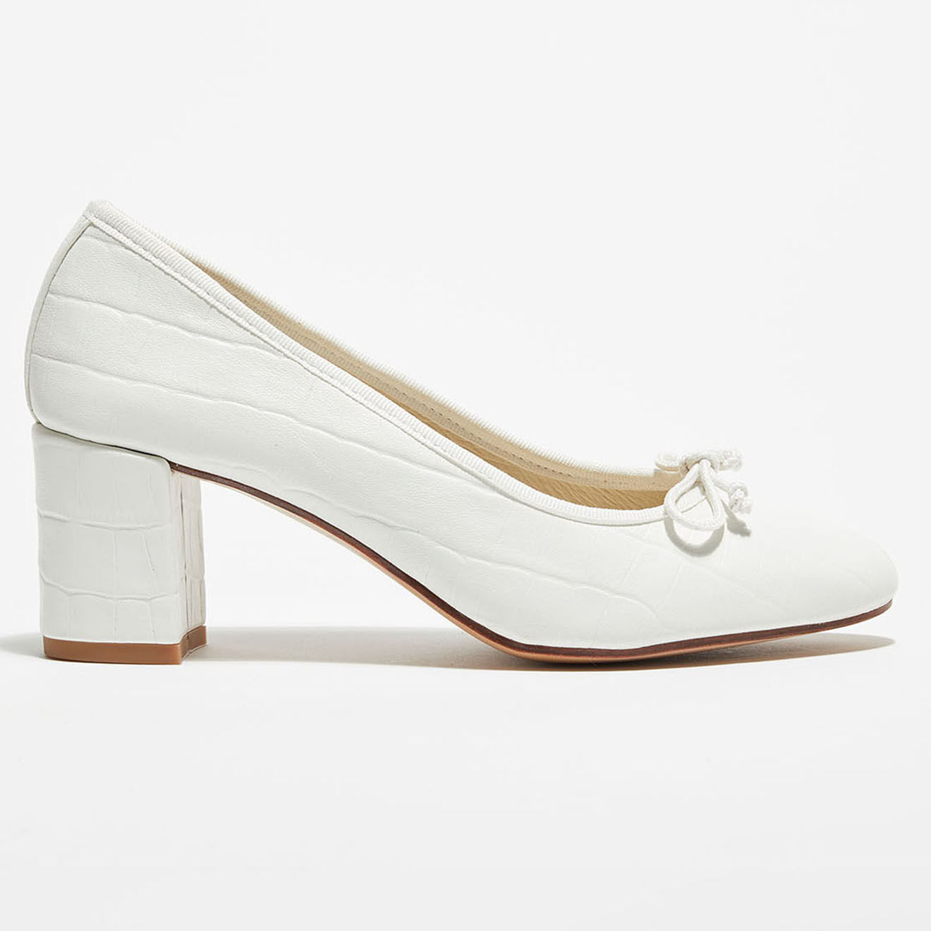 Quartier Latin Ballerines en Cuir Croco Sophie blanches  - Talon 6 cm