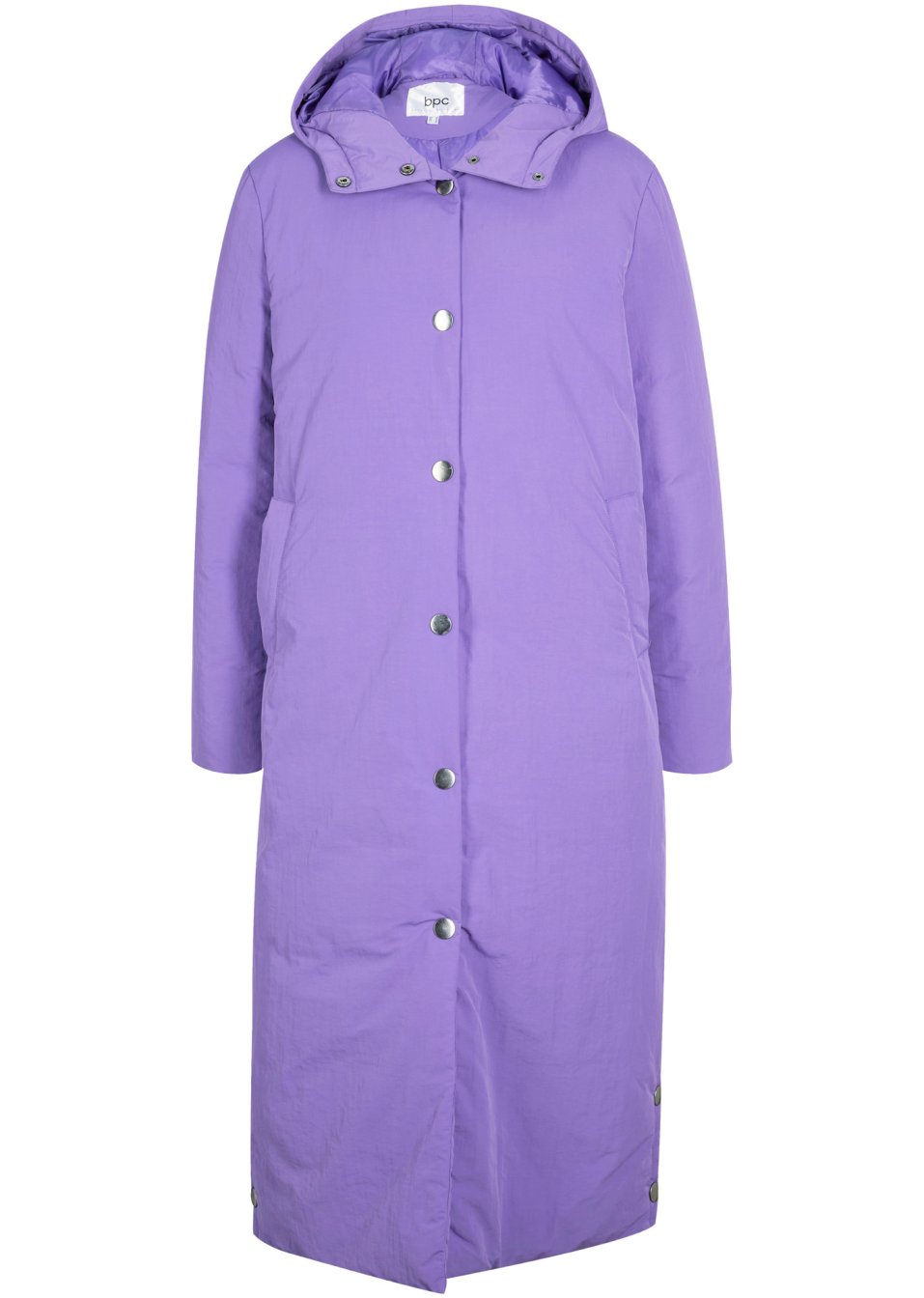 Manteau long et chaud avec capuche et fente latérale