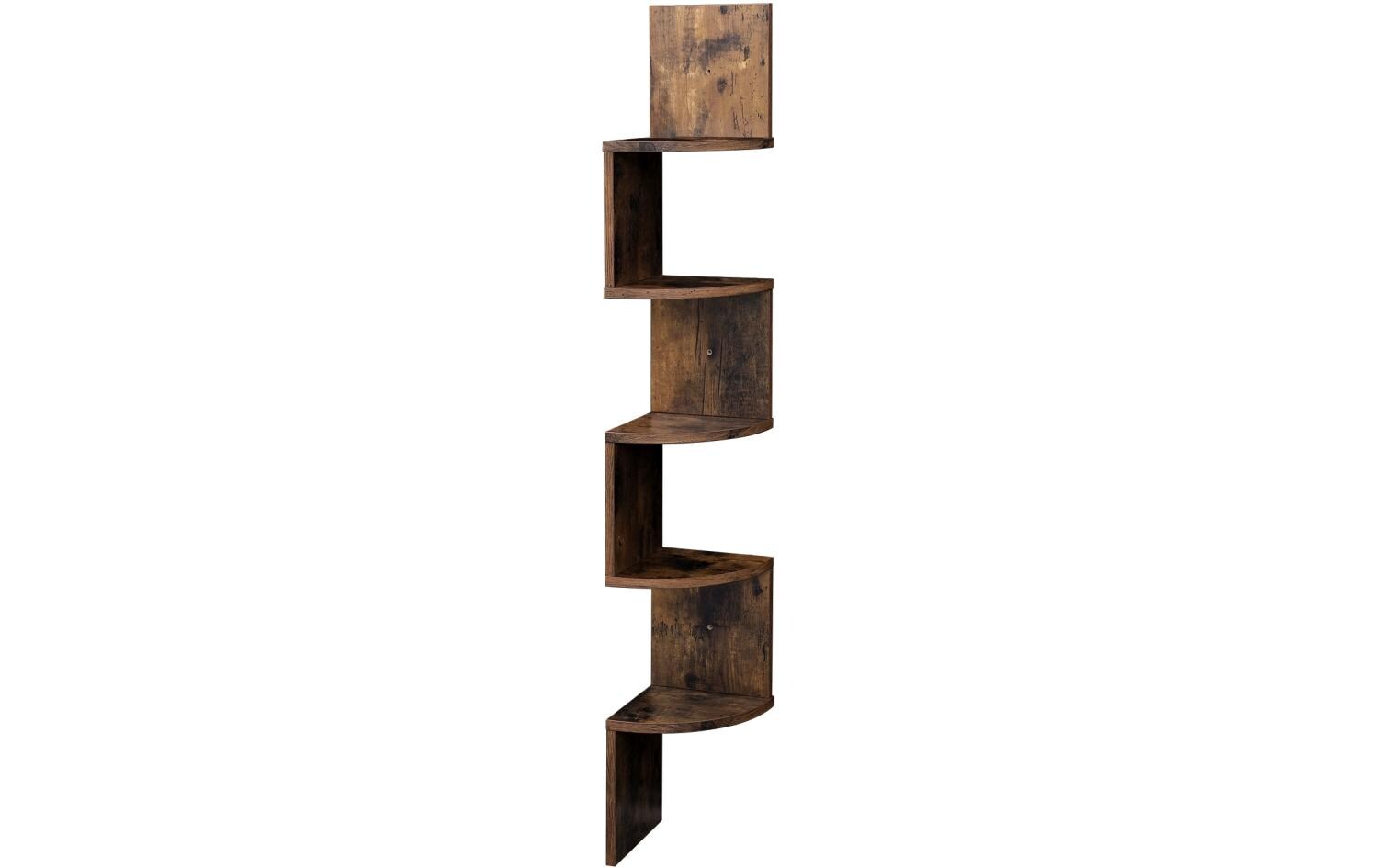 Wandregal mit 5 Ebenen 20 x 127.5 cm, BraunEckregal in Holzoptik